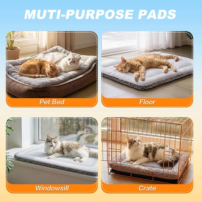Self Warming Cat Bed, Reversible Warming Cooling Cat Bed, Winter Warm Cats Pad & Summer Cooling Cats Mat, Soft Pet Mat for Kitty & Small Dogs, Perfect for Crates, Kennels, Beds, Sofas, Gray, 24"x36"
