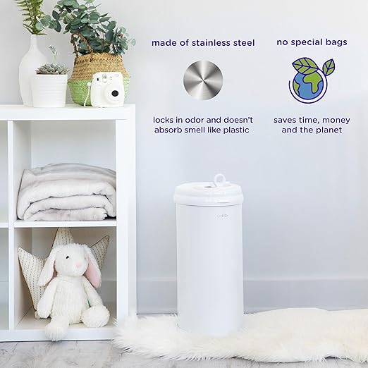 Ubbi Steel Diaper Pail, Odor Locking, No Special Bag Required, Award-Winning, Registry Must-Have, Matte Black