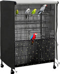 Universal Bird Cage Cover,Pet Cage Cover,100% Shading Oxford Cloth with PU Coating Layer,Good Night for Small Animals,Adjustable Soft Airy Nylon Mesh Net for Round Square Cages (Black, 35×25×47in)