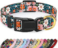 Reflective Dog Collar for Large Dogs, Cute Flower Theme Adjustable Heavy-Duty Nylon Puppy Collar for Boy and Girl Female, Soft Pet Accessories with Quick Release Buckle, Elegant Floral