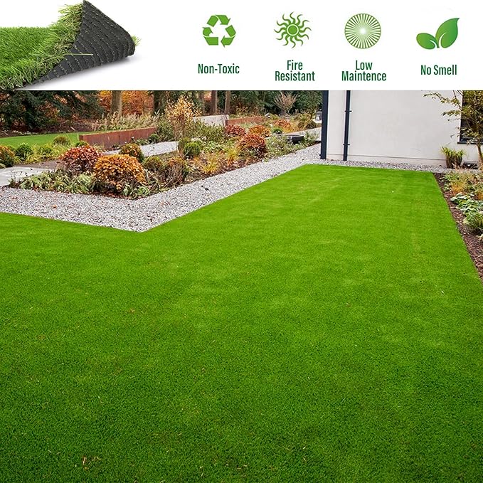 Artificial Grass Rug Outdoor Indoor 15FTX48FT Fake Grass Carpet Green Synthetic Grass Pet Turf Realistic Faux Grass Rug with Drain Holes for Garden Lawn Landscape Balcony Home Decor Patio