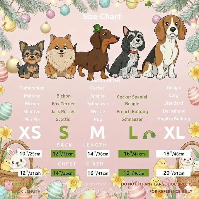 Easter Dog Dress with Bunny & Carrot Print, Festive Holiday Pink Spring Pet Outfit with Satin Bow for Small Medium Dogs