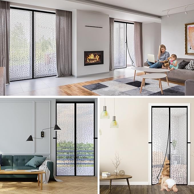RELIANCER Magnetic Thermal Insulated Door Curtain,Waterproof EVA Door Cover,Fit Doors Size Up to 36"x78",Temperature Protection Insulated Doorway Curtain Partition,Patio Self-Closing Doors Net Screen