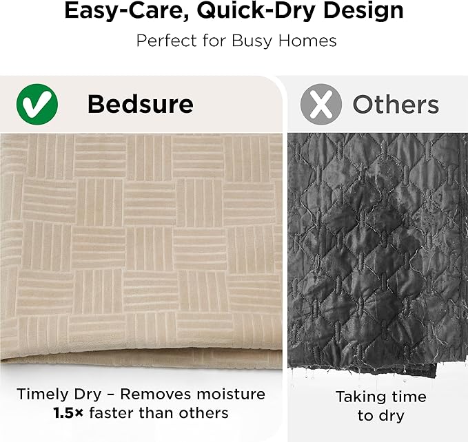 Bedsure Waterproof Bed Cover for Dogs Washable - Waterproof Blanket for Twin Bed Couch Sofa Cozy, Lightweight Furniture Protector for Pet Cat Quick Drying, Sandy Tan, 68x82IN
