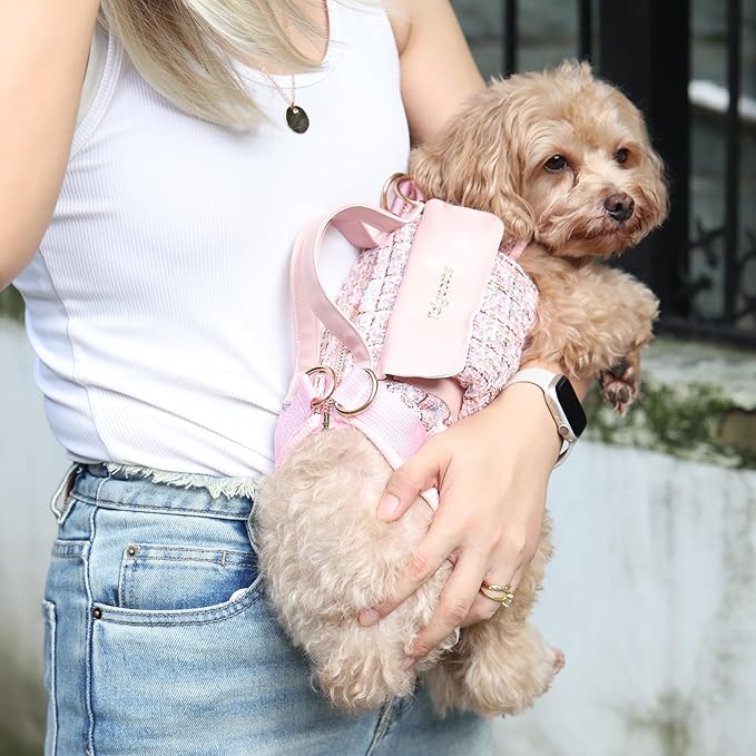 Dog Lift Harness Backpack for Small Dogs Cats, Adjustable Straps Dog Sling Carrier Full Body for Hiking, Travel, Outdoor – Black Large