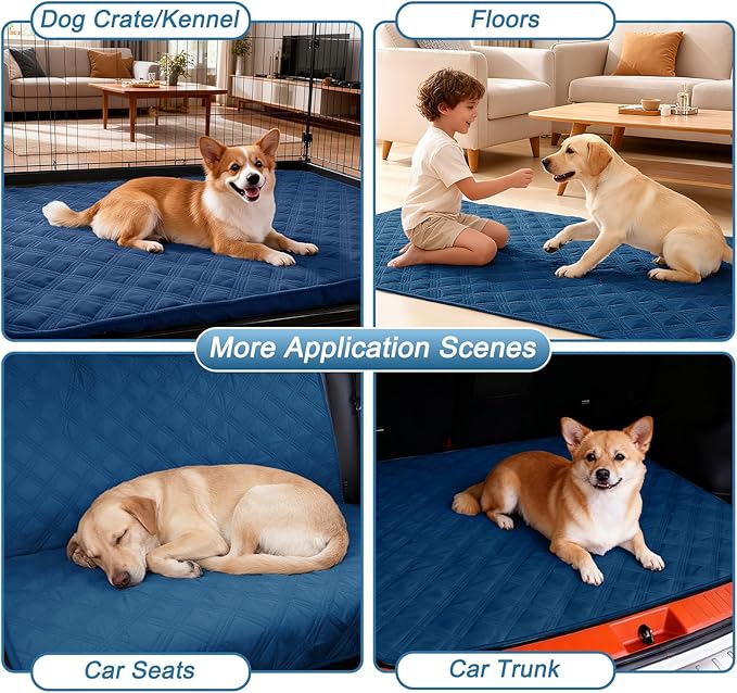 hyha Waterproof Dog Blanket, Reversible Pet Bed Blanket, Soft Sofa Couch Cover for Dogs Washable, Waterproof Pet Couch Covers for Sofa Puppy Cats Furniture Protector(30"x53", Navy Blue/Blue)
