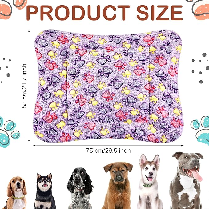 Tuanse 4 Pack Ultra Soft Dog Cat Bed Mat Small Animal Guinea Pig Bed with Cute Print Reversible Fleece Dog Crate Kennel Pad Cozy Washable Thickened Hamster Pet Beds Mat(30 x 22 Inches,Vivid Color)