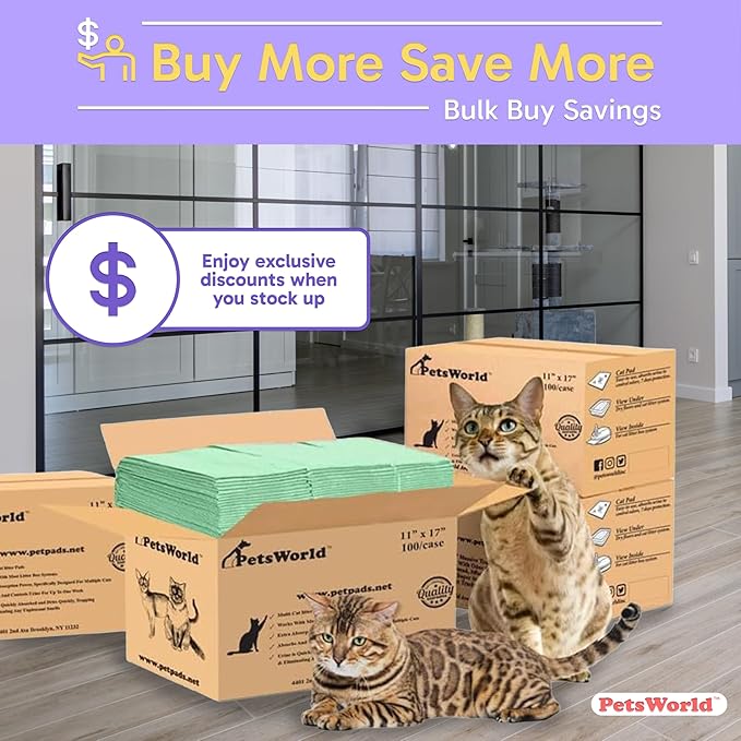 PetsWorld Universal Fit Multi-Cat Pad Refills for Litter Box, Fresh Scented, Ultra-Absorbent, Odor Control, Pack of 800