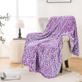 Bnuitland Purple Leopard Print Flannel Throw Blanket, 300 GSM Double Sided Fuzzy Fluffy for Bed Sofa Couch Travel, Super Soft Lightweight Cheetah Print Blanket for Adultsa and Kids, 50×60 inch