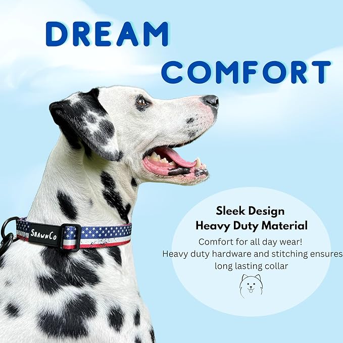 ShawnCo Dream Walk Dog Collar- Premium, Adjustable and Comfortable Pet Collar for Small, Medium, Large and Extra Large Dogs (S, Mustang Red)