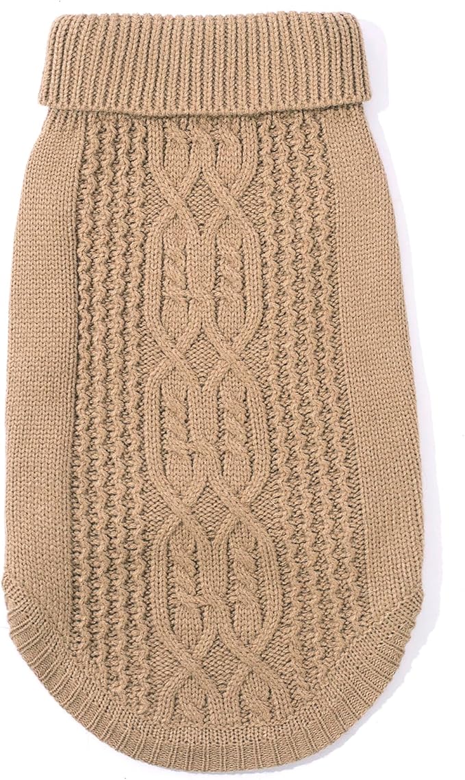 Stretchy Cat Sweater - 17 Colors & 6 Sizes | Snug Winter-Ready Knit for Boy/Girl Cats & Kittens(Khaki, Medium)