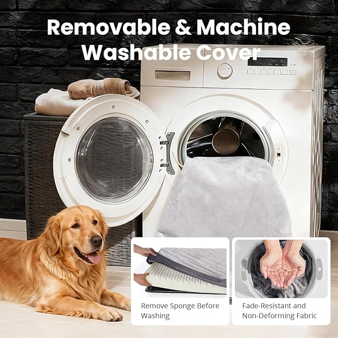 OhGeni Orthopedic Waterproof Dog Bed for Extra Large Dogs, Machine-Washable Removable Cover in Easy-Clean Fabric, High Density Foam & Easy-Carry Handle, Wider and Larger, 54 inch (Gray)