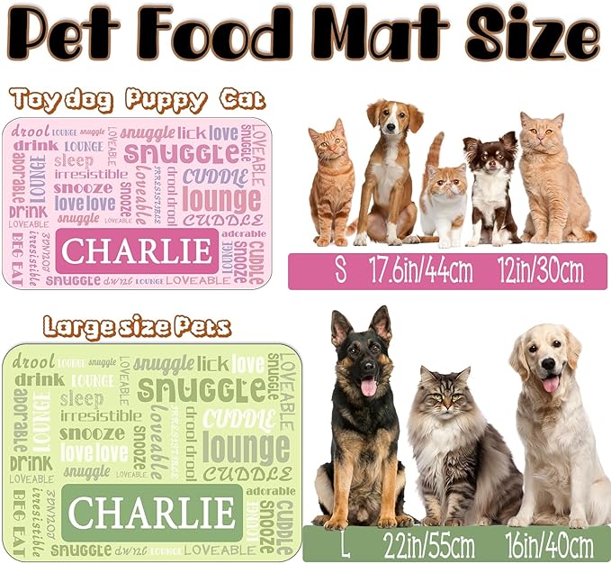 Personalized Dog Cat Food Mat Waterproof Non Slip Pet Bowl Name Mat Absorbent Quick Dry Custom Feeding Mat for Floors