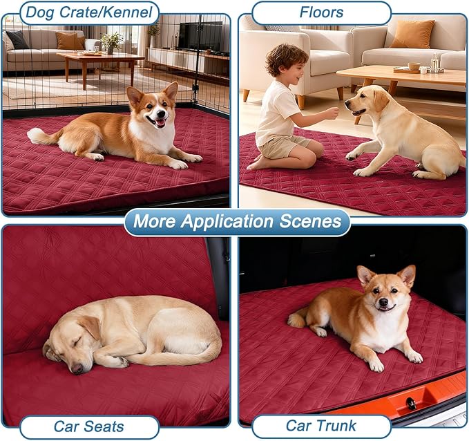 hyha Waterproof Dog Blanket, Reversible Pet Bed Blanket, Soft Sofa Couch Cover for Dogs Washable, Waterproof Pet Couch Covers for Sofa Puppy Cats Furniture Protector(30"x53", Wine Red/Beige)