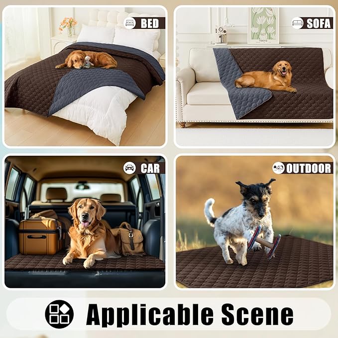 Smiry Waterproof Dog Bed Cover Blanket, Soft Reversible Pet Blanket, Washable Leakproof Cats Dogs Couch Cover for Sofa, Couch, Furniture (82x120 Inch, Chocolate/Dark Grey)