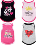 4 Pack Dog Shirts Summer Printed Puppy Clothes Cute Sleeveless Pet T Shirts Dog Clothes for Small Medium Dogs Cats Girl(XS)