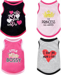 4 Pack Dog Shirts Summer Printed Puppy Clothes Cute Sleeveless Pet T Shirts Dog Clothes for Small Medium Dogs Cats Girl(M)