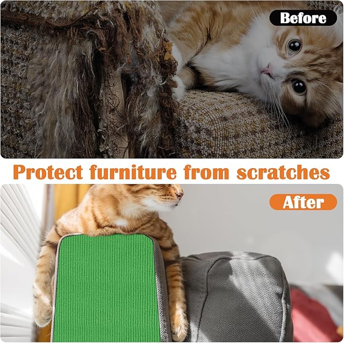 Cat Scratch Furniture Protector - 158" x 15.8" Trimmable Self-Adhesive Cats Claws Scratch Pads, DIY Cat Climbing Couch Protector for Scratch Post Cat Tree Replacement Indoor (Green)