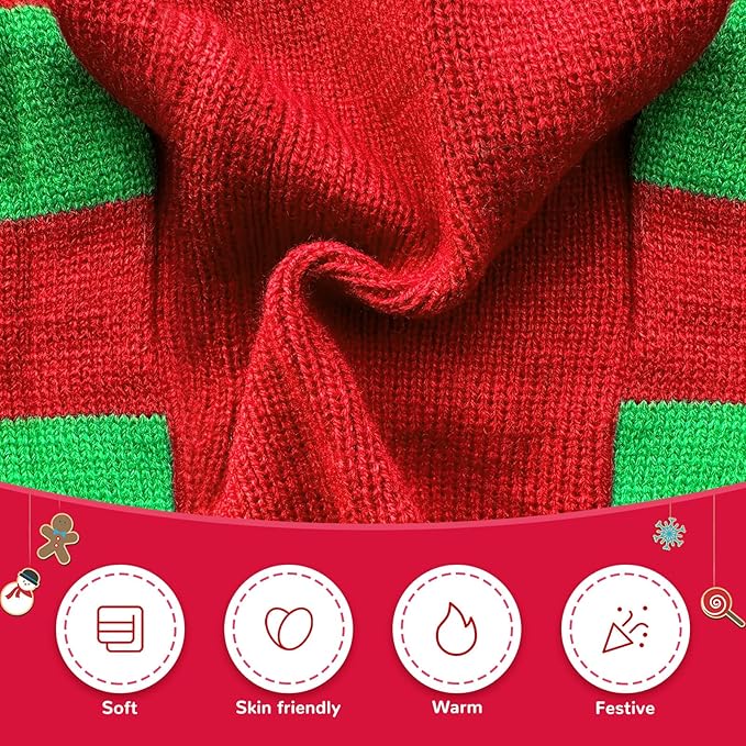 Dog Cat Christmas Sweater Boy Girl Ugly Reindeer Xmas Pet Clothes Holiday Puppy Costume New Year Gifts for Small Medium Large Dogs Outfits (XXL, Red Green Stripe Reindeer)