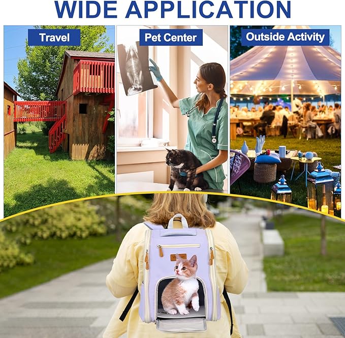 Pet Backpack Carrier, Portable and Ventilated, Oxford Cloth, Dogs Cats and Little Animals Travel Bag 12.6", (Beige, 1 Pcs), Intended for Hiking/Camping/Traveling