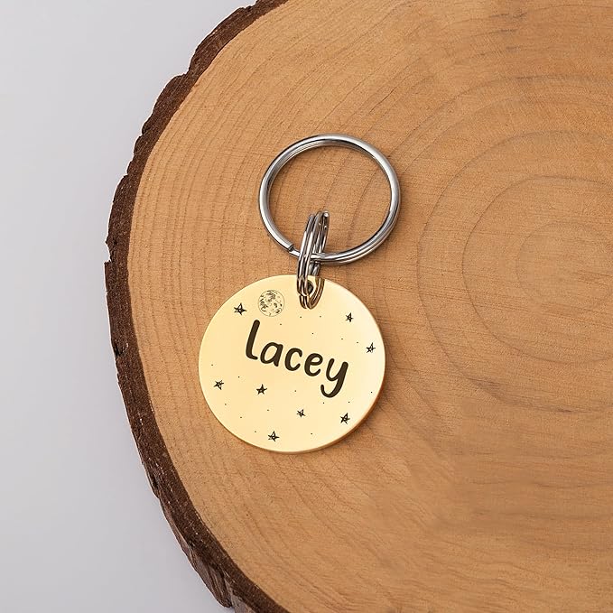 Anavia Small Size Dog Cat ID Tags, Small/XS Personalized Color Plated Stainless Steel Puppy Kitten Name Tags, Customized Engraved Nameplate Pet Collar Tag (Rainbow, Round)