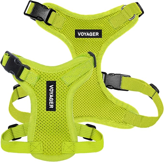 Voyager Step-in Pet Harness - All Weather Mesh, Adjustable Step in Harness for Cats and Dogs by Best Pet Supplies - Lime Green, L