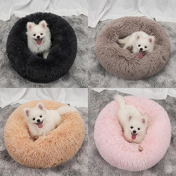Dog Bed for Small Medium Large Dogs Cats, 20 inch Calming Washable-Round Cozy Soft Pet Bed for Puppy and Kitten with Slip-Resistant Bottom
