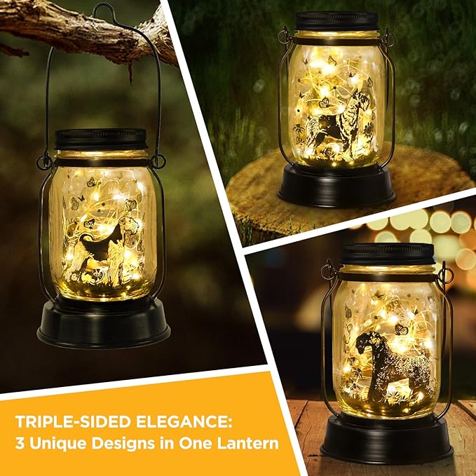 Kerry Blue Terrier Gifts for Women/Men, Pet Solar Lanterns Kerry Blue Terrier Dog Lovers Lantern Pet Loss Dog Memorial Lights Solar Garden Decoration for Yard,Patio,Backyard,Torches Lights Home Decor