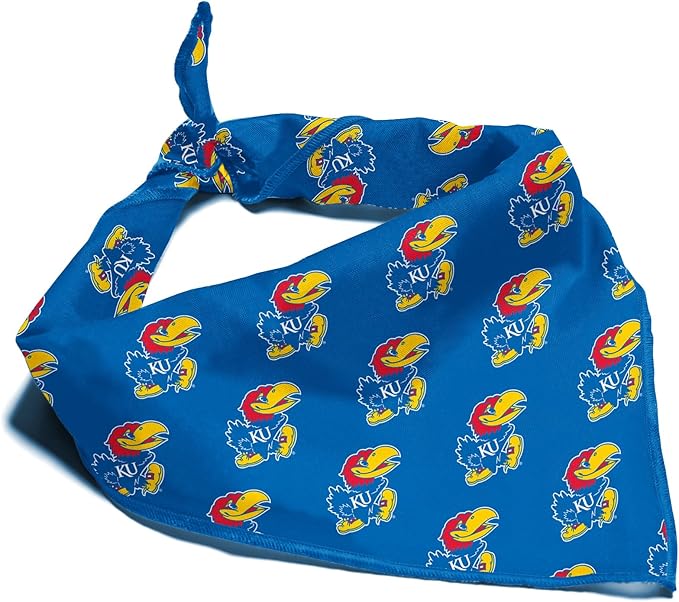 Kansas Jayhawks Officially Licensed Bandana for Dogs and Cats | Fits Pets Great Gift Idea | Easy-to-Tie (Large, 28")