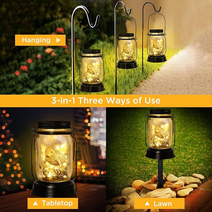 kyoryuger Manatee Gifts for Women/Men Manatee Lovers Solar Lantern Mom Birthday, Mothers Day, Sea Cow Solar Lantern Animal Lihts Garden Decoration Outside for Yard, Patio,Backyard,Porch, Torche