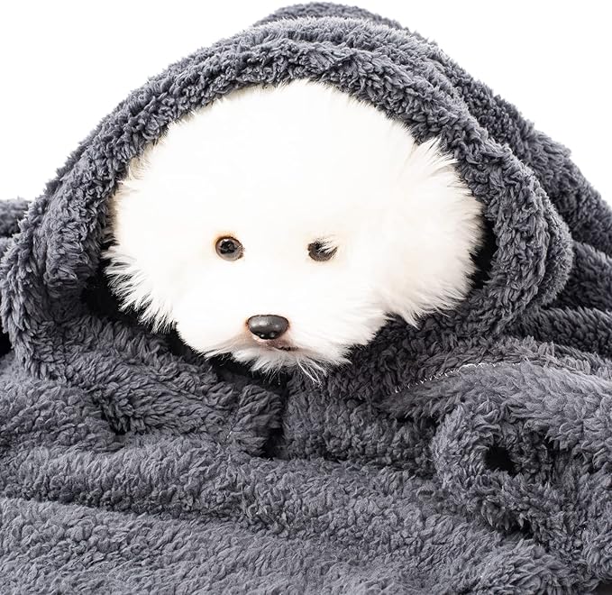 2 Blankets, Dog Cat Pet Blanket, Soft Warm Fleece, for Puppy, Small Dogs or Kitten, Cats, Plush Fuzzy Blanket for Bed, Sofa, Travel (60" x 40", 2/Pack, Dark Gray+Navy Blue)