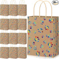 Blulu 20 Pcs Puppy Dog Paw Gift Bags with Paper Twist Handles, Dog Gift Paper Paw Treat Goodie Bags for PET Treat Party Favor, 6.3 x 3.1 x 8.6 Inch(Kraft Backing, Dazzling Paws)