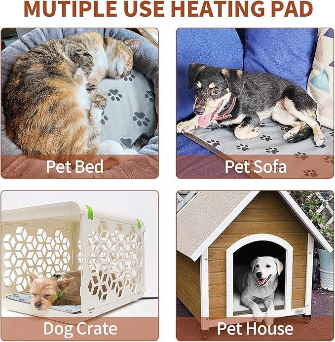 Large Dog Heating Pad 34x21in with Smart Thermostat Switch and Power Line Protection Tube,Obtained MET and UL Dual Certification,Waterproof Pet Heating pad, Suitable for Dogs of All Ages