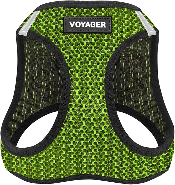 Best Pet Supplies - All Weather Mesh/Plush, Reflective, No Pull Harness for Small, Medium Dogs, Cats - Secure with Hook & Loop Fastener, Buckle, Double D-Rings - Lime Green 2-Tone, S