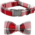 Dog Collar, Christmas Dog Collar Plaid Pet Collar Bow Holiday Bows Girl Boy Puppy Collar Adjustable Pet Collar for Large Dogs