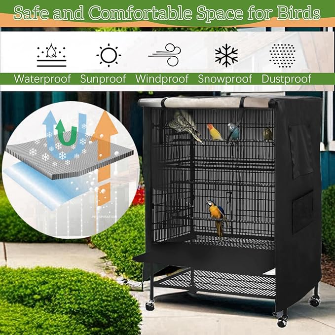 Bird Cage Cover for Night, Good Night Birdcage Covers Fit for Yaheetech Birdcage, Bird Universal Pet Cage Cover Good Night for Cats, Mink, Totoro, Parakeet, Parrot and Small Animals (X-Large)