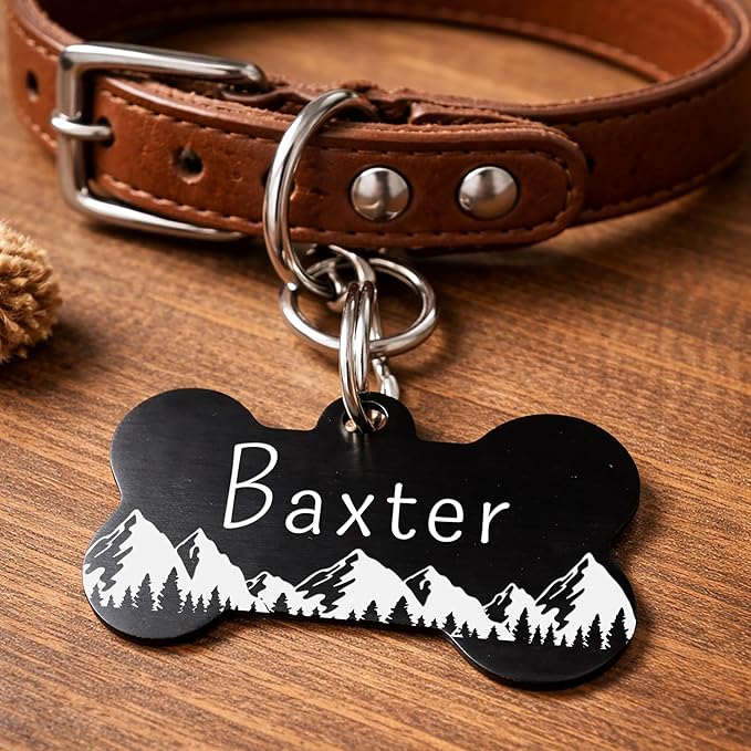 Ultra Joys Stainless Steel Pet ID Tag Dog Name Tags Personalized Front and Back Engraving, Customized Dog Tags and Cat Tags, Optional Engraved on Both Sides, Custom Your Own, Large