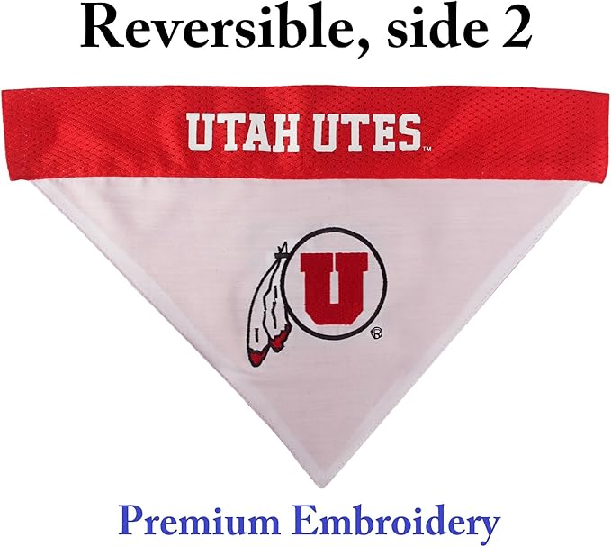 Pets First Collegiate Pet Accessories, Reversible Bandana, Utah Utes, Large/X-Large (Pack of 2)