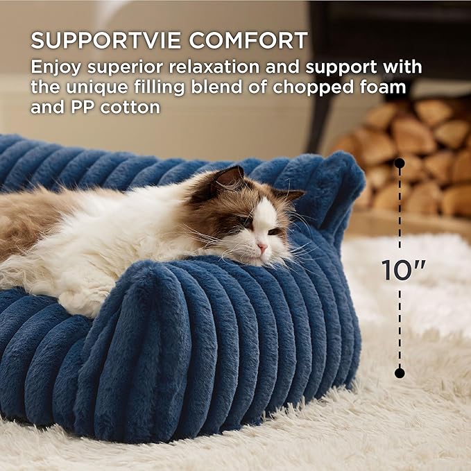 Bedsure ComfyFleece™ Cute Dog Couch for Medium Dogs - As Seen on TV on Good Day New York, Dog Couch Bed with Removable, Washable Cover, Supportive Pet Sofa, for Medium Large Dogs, 36inch, Night Blue