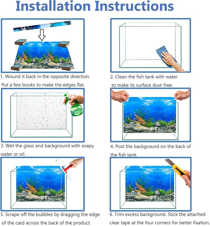 Aquatic Plant Aquarium Background Sticker Coral HD Fish Backgrounds for Aquariums Gravel Stone Fish Tank Wallpaper Decorations 2 Sided 12"x 25"