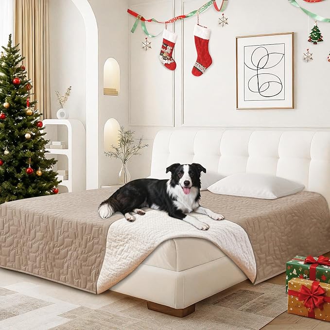 Waterproof Couch Covers for Pets, Waterproof Dog Bed Cover, Anti-Slip Soft Dog Blankets, Couch Cover for Dogs Washable, Pet Blanket for Puppy Large Dogs Cat (30x70 Inch, Khaki)