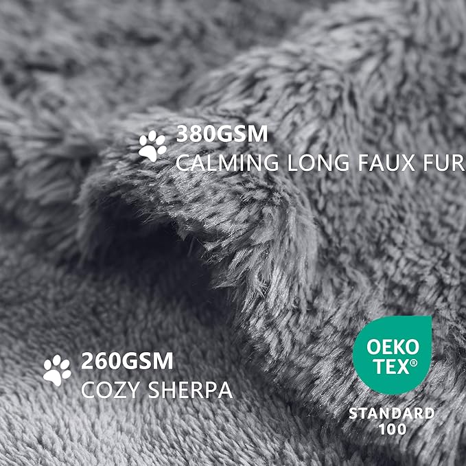 gogobunny Waterproof Dog Blanket for Couch & Furniture Protection - Super Soft Reversible Throw for Large Dogs & Cats, Calming Washable Fur & Sherpa Pet Blanket (25x35 Inch, Light Grey)