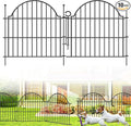 Decorative Metal Garden Fence with Gate Lock 10 Panels, 24in (H) x 20ft (L) No Dig Dog Fence Outdoor for Yard, Temporary Rustproof Metal Wire Rabbit Dog Garden Border Fencing for Patio