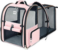 Lekebobor Large Cat Backpack Carrier Expandable Foldable Pet Carrier Backpack for Small Dogs Puppy Medium Cats Fit Up to 18 Lbs for Travel, Hiking,Pink
