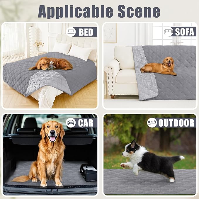 Smiry Waterproof Dog Bed Cover Blanket 40x70, Soft Reversible Pet Blanket, Washable Leakproof Cats Dogs Couch Cover for Sofa, Couch, Furniture, Grey/Light Grey