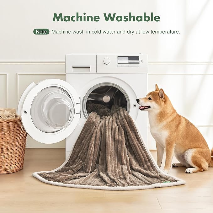 Waterproof Twin Blanket for Bed - Washable Large Dog Blankets for Bed Protector, Thick Cozy Fleece Calming Pet Blankets for Indoors & Outdoors, Brown, 60"x80"