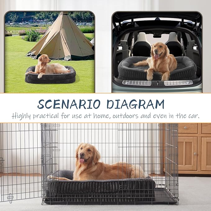 Orthopedic Dog Bed for Medium Dogs Breeds, High Density Egg Crate Foam Dog Sofa Beds,Oval Kennel Bed, Pet Couch Bed with Four Sided Bolster, Removable Washable Cover& Non-Slip Bottom
