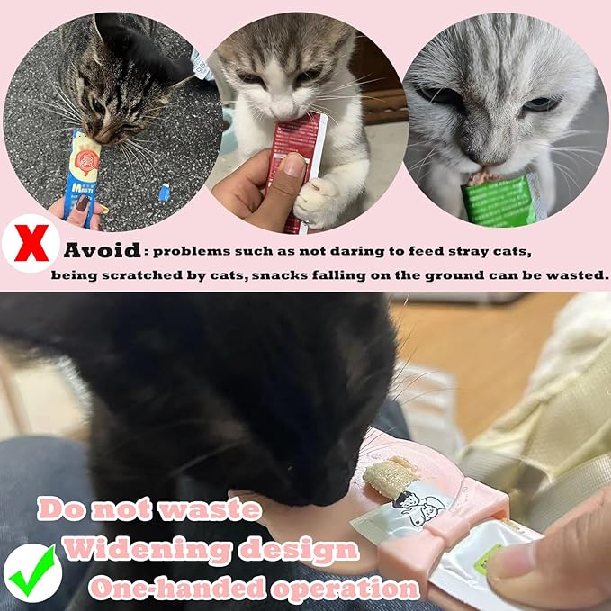 Cat Treat Spoon & 3 Pcs Can Lids | Cat Strip Feeder Squeeze for Liquid Snack | Universal Silicone Pet Can Covers BPA Free | Waste-Free Lickable Treat Feeder(Multicolor)