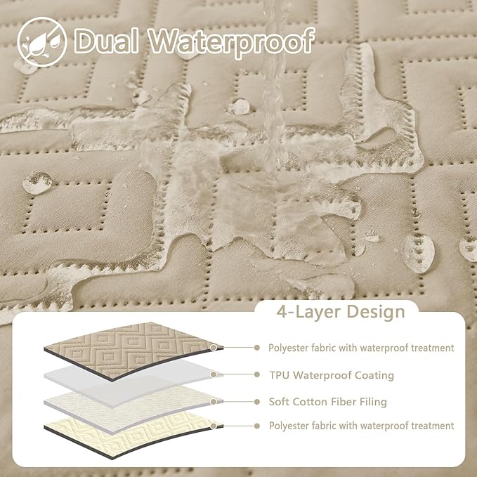 hyha Waterproof Dog Blanket, Soft Pet Bed Blankets, Waterproof Sofa Couch Cover for Dogs Washable, Reversible Pet Couch Covers for Sofa Furniture (30x53 Inch, Taupe/Beige)