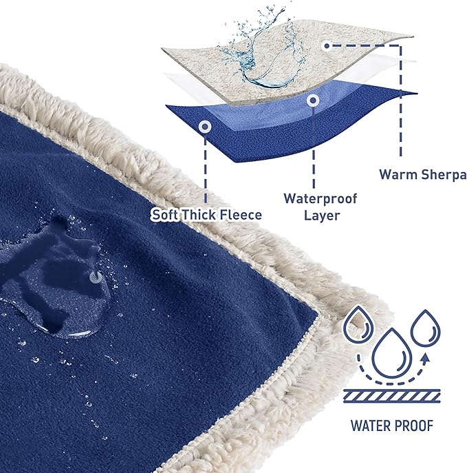 Kritter Planet Waterproof Dog Blanket, Reversible Water Proof Pet Blanket for Couch, Bed & Car, Washable Couch Covers for Medium Dogs - Protects Furniture from Fur, Dirt, and Accidents